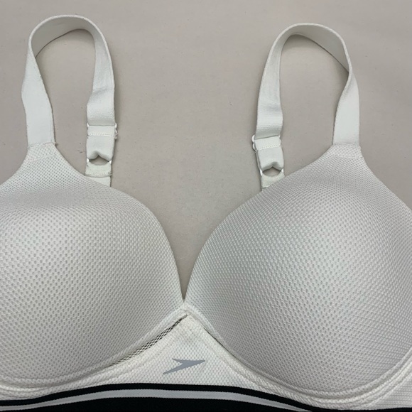 NWOT- Speedo Sports Bra Wide Band Full Support Comfy White Blue 36C - Picture 3 of 8